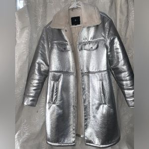 7 for All mankind faux fur silver coat Sz M